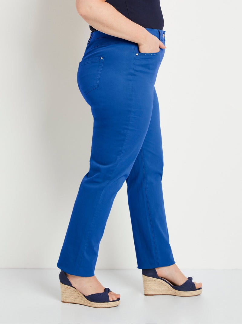Pantalon droit 5 poches coton stretch Bleu - Kiabi