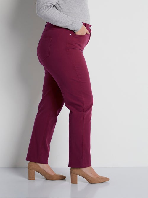 Pantalon droit 5 poches coton stretch - Kiabi
