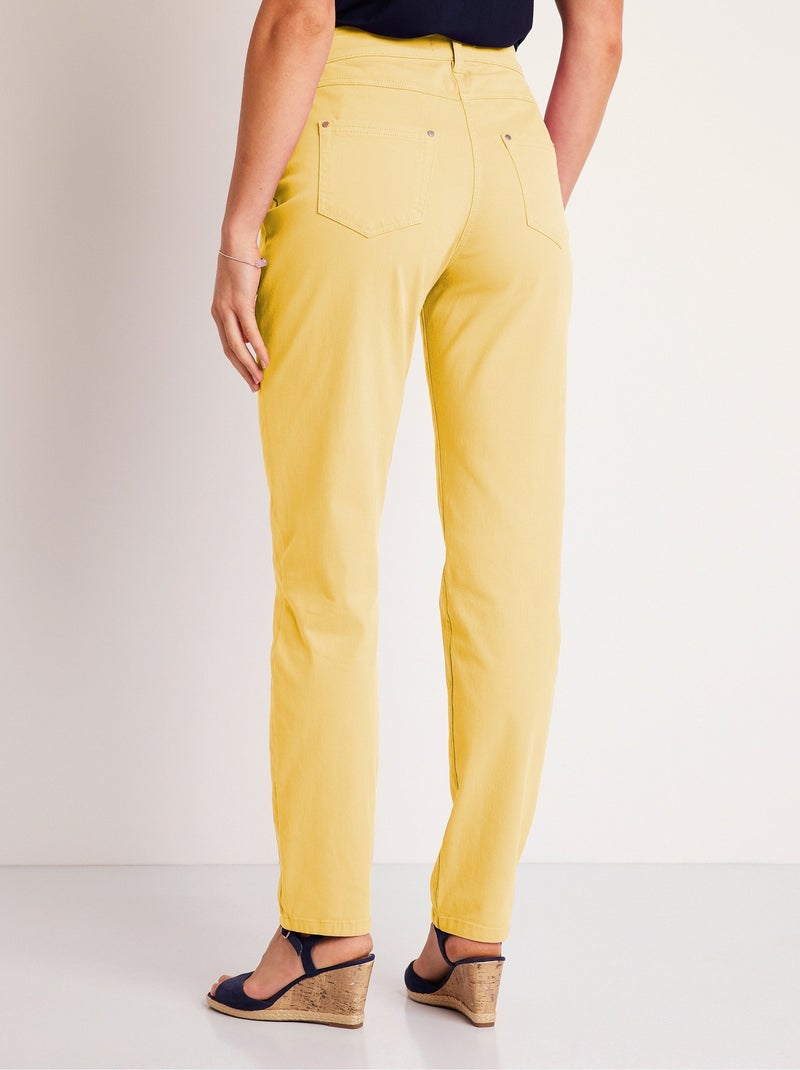 Pantalon droit 5 poches coton stretch Jaune - Kiabi