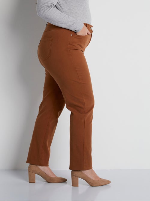 Pantalon droit 5 poches coton stretch - Kiabi