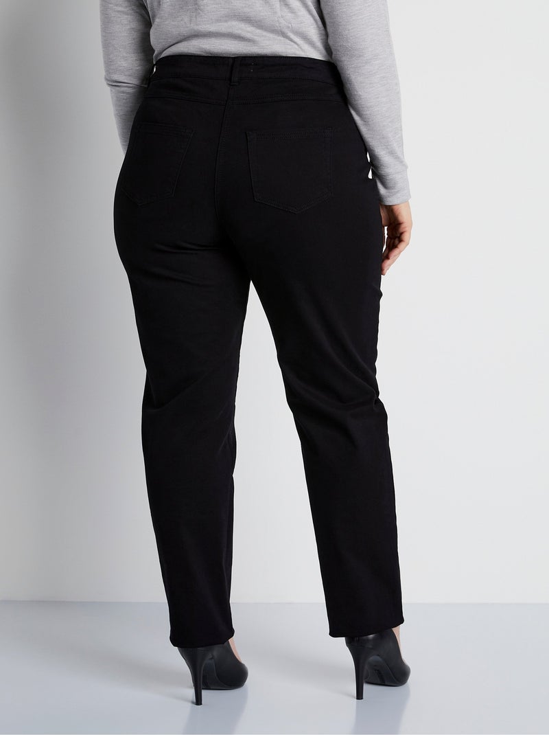 Pantalon droit 5 poches coton stretch Noir - Kiabi