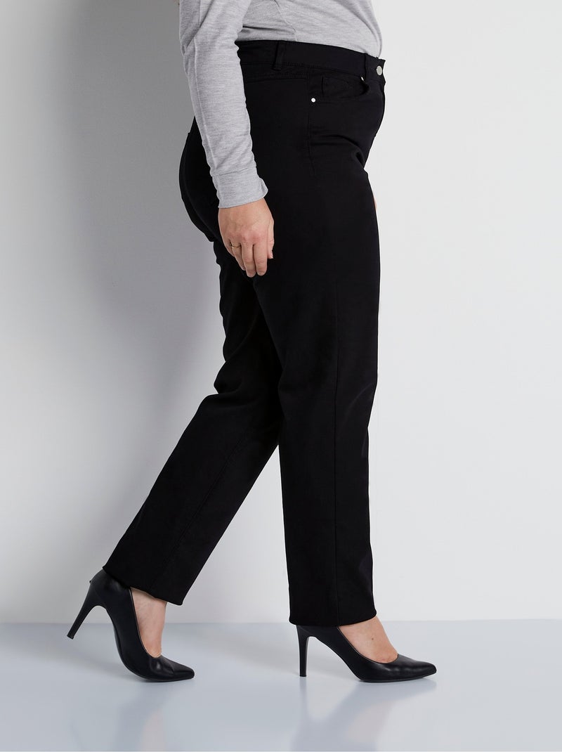 Pantalon droit 5 poches coton stretch Noir - Kiabi