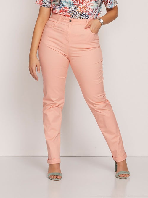 Pantalon droit 5 poches coton stretch - Kiabi