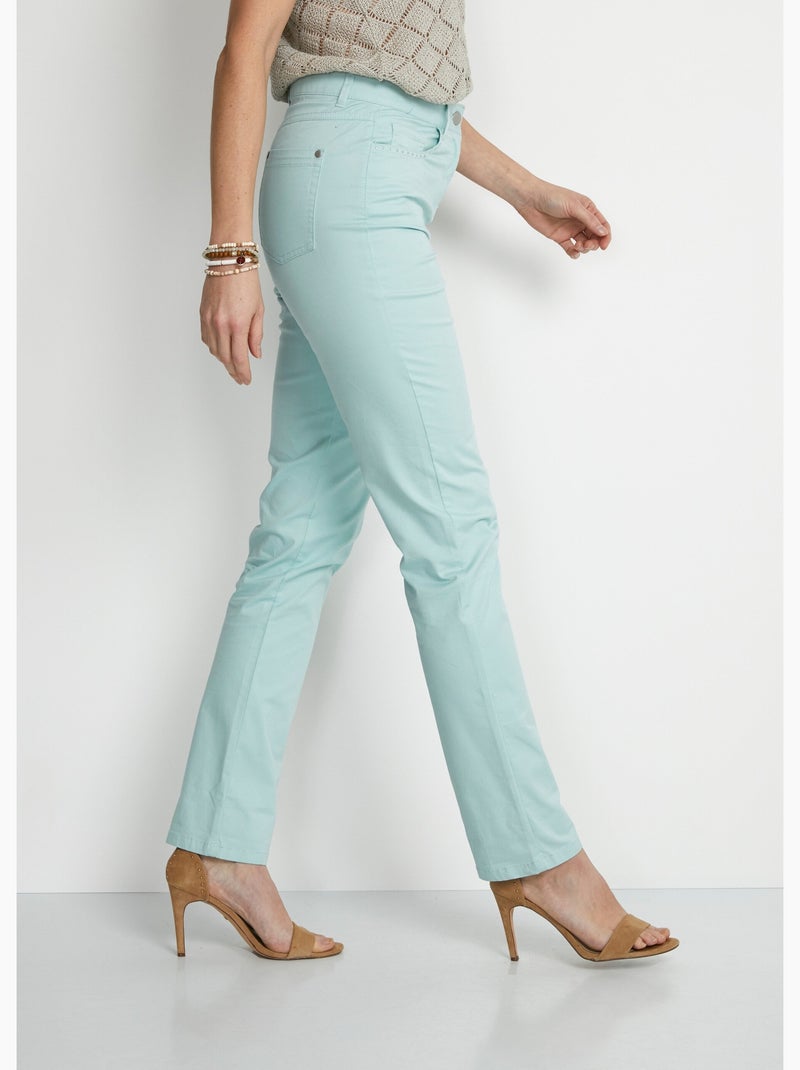 Pantalon droit 5 poches coton stretch Vert - Kiabi