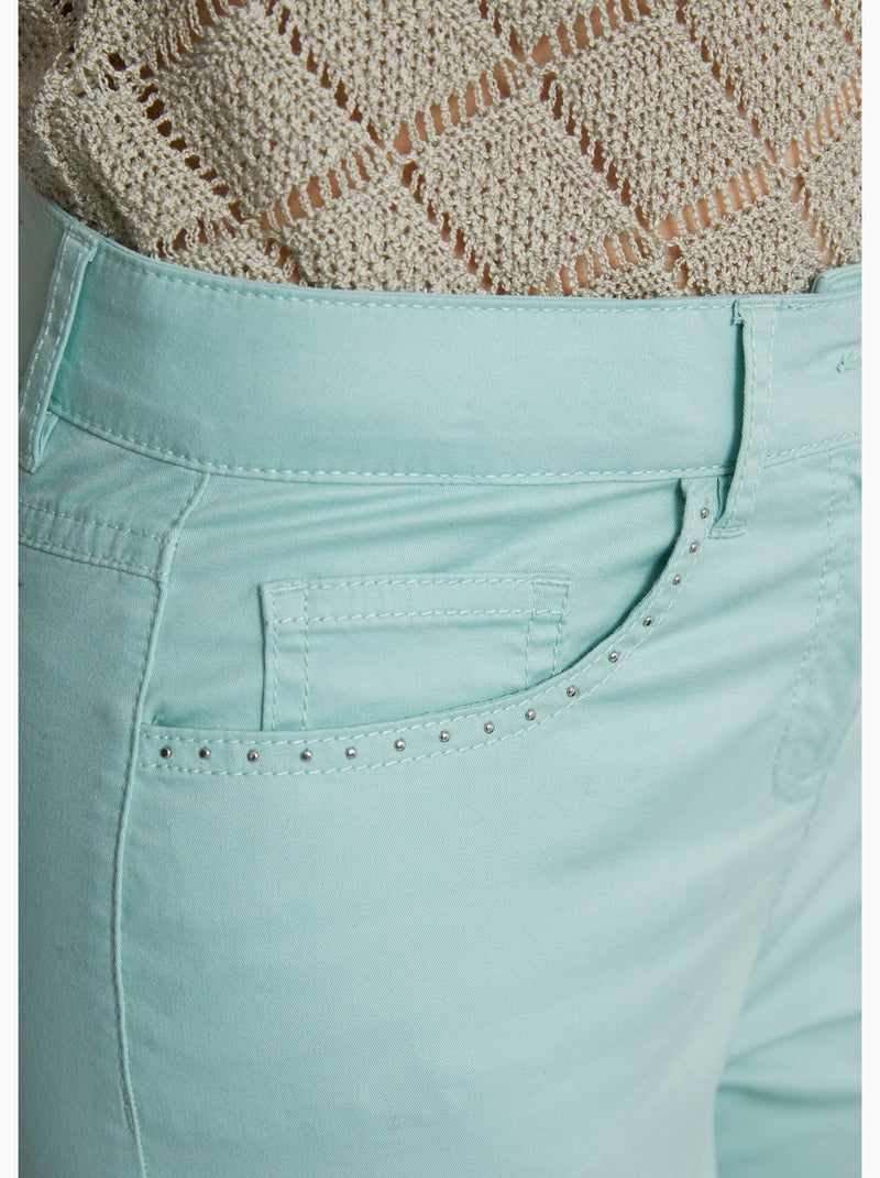 Pantalon droit 5 poches coton stretch Vert - Kiabi