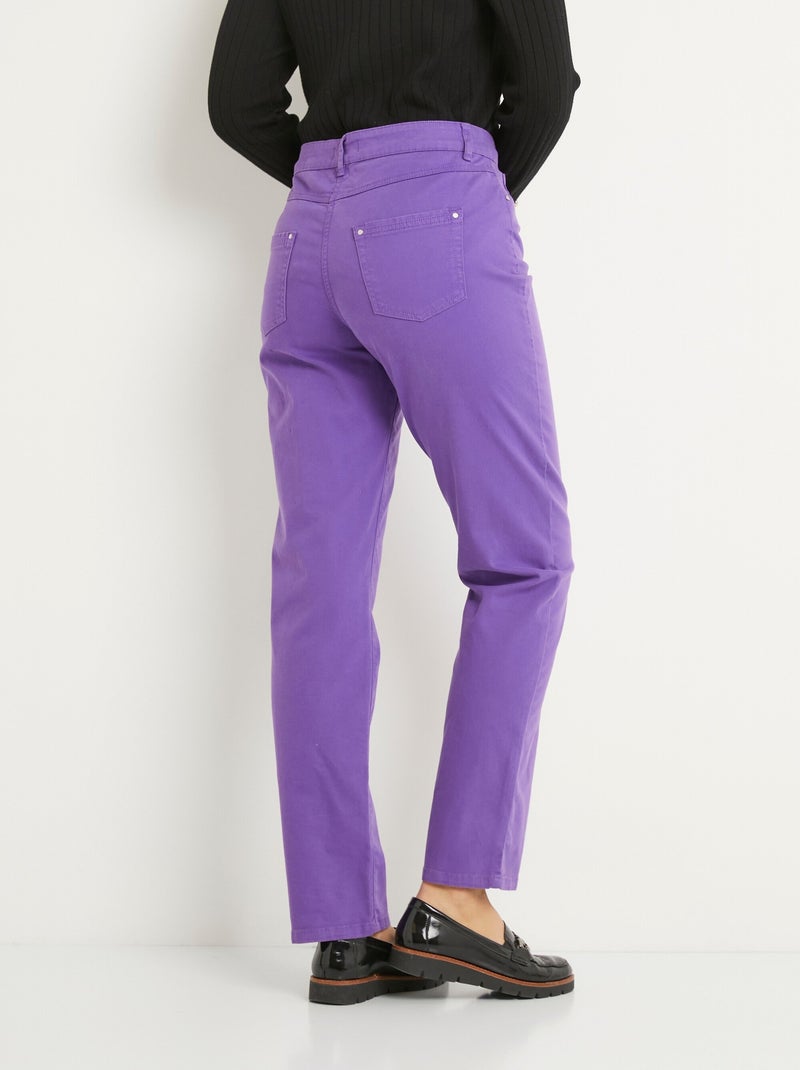Pantalon droit 5 poches coton stretch Violet - Kiabi