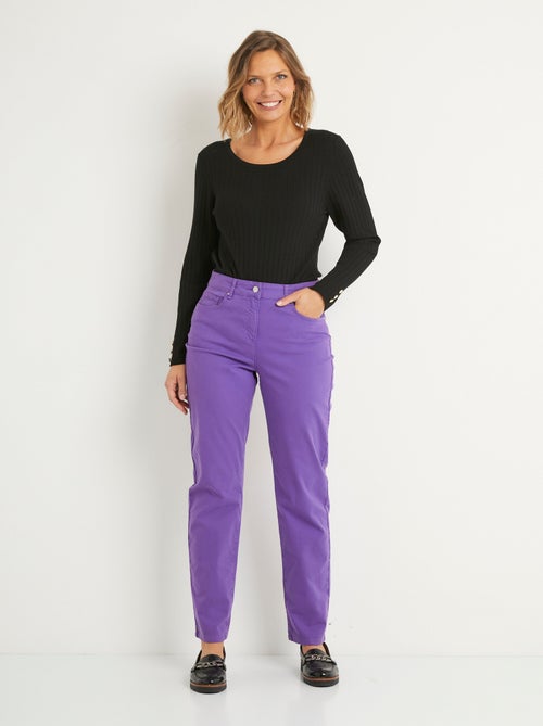 Pantalon droit 5 poches coton stretch - Kiabi