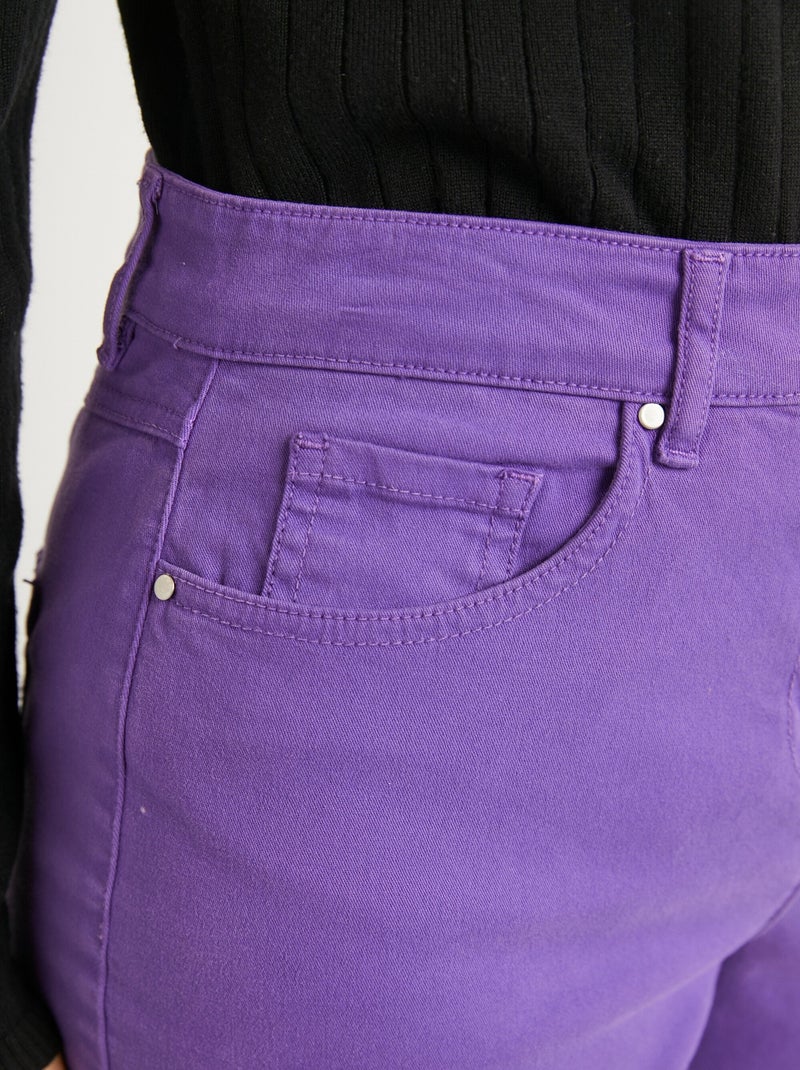 Pantalon droit 5 poches coton stretch Violet - Kiabi