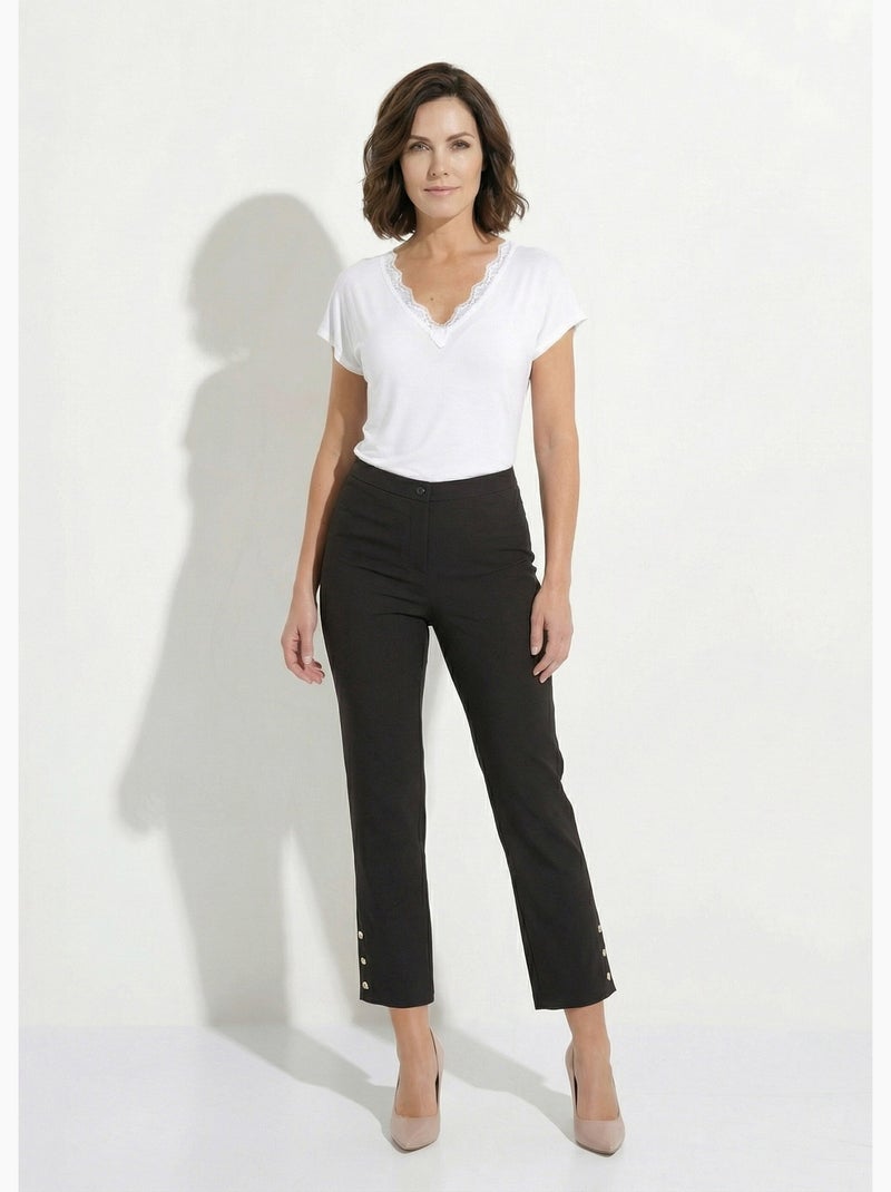 Pantalon droit 7/8e uni infroissable - Afibel Noir - Kiabi