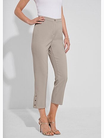 Pantalon droit 7/8e uni infroissable