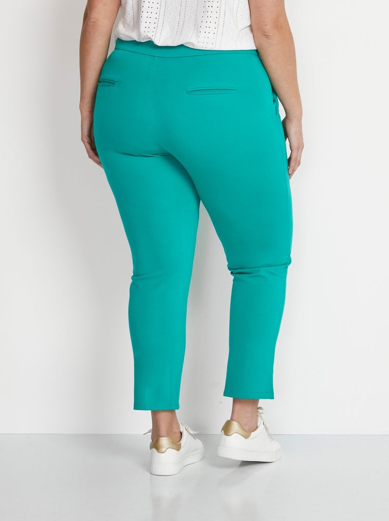 Pantalon droit 7/8ème maille milano Vert - Kiabi