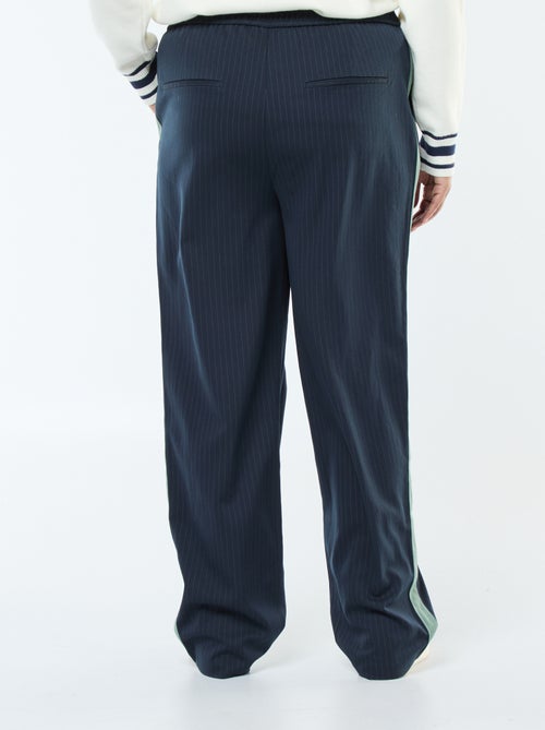 Pantalon droit à carreaux avec bande sur les côtés - Kiabi