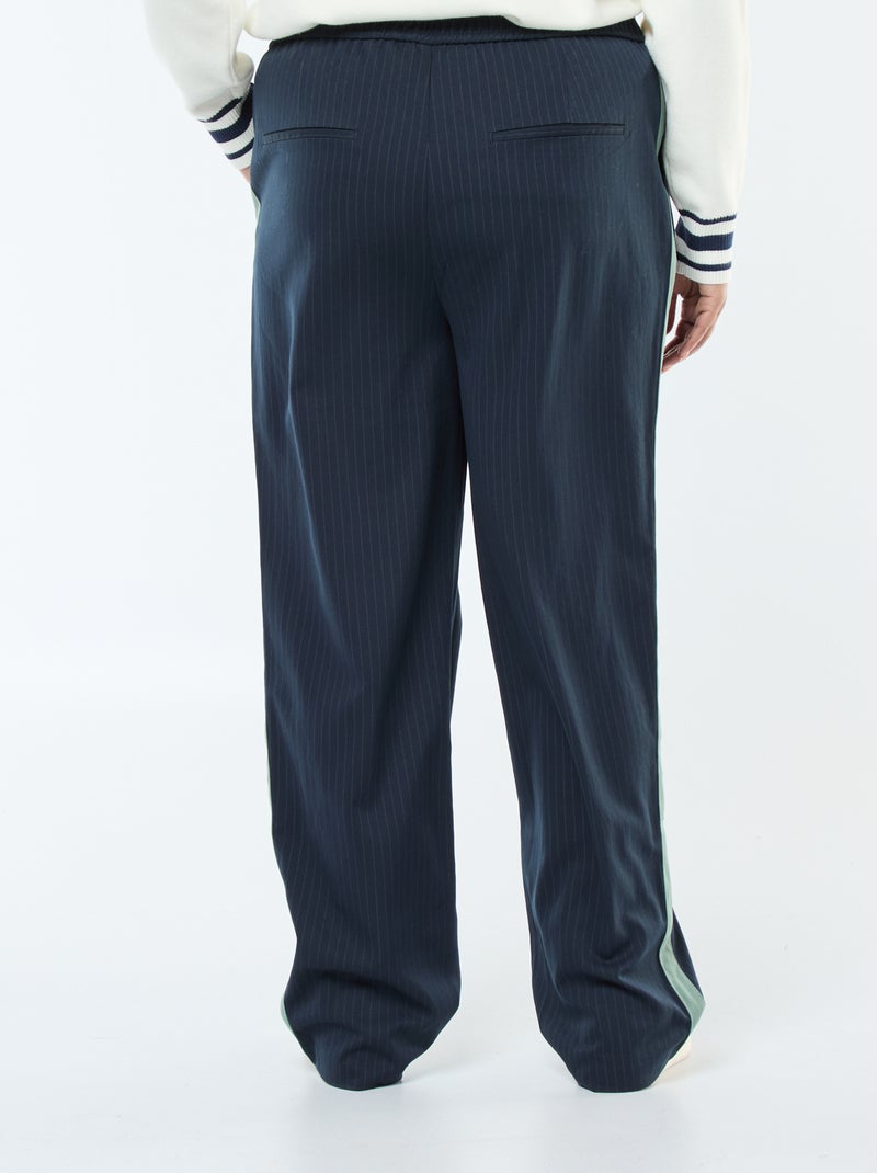 Pantalon droit à carreaux avec bande sur les côtés Bleu - Kiabi