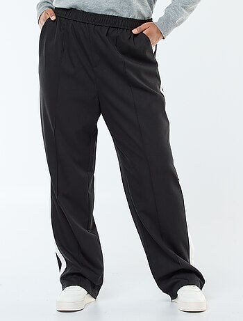 Pantalon droit à carreaux avec bande sur les côtés