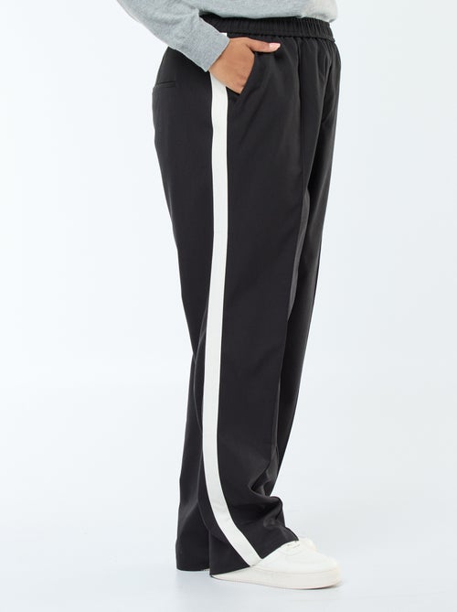 Pantalon droit à carreaux avec bande sur les côtés - Kiabi