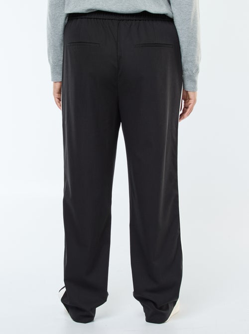 Pantalon droit à carreaux avec bande sur les côtés - Kiabi