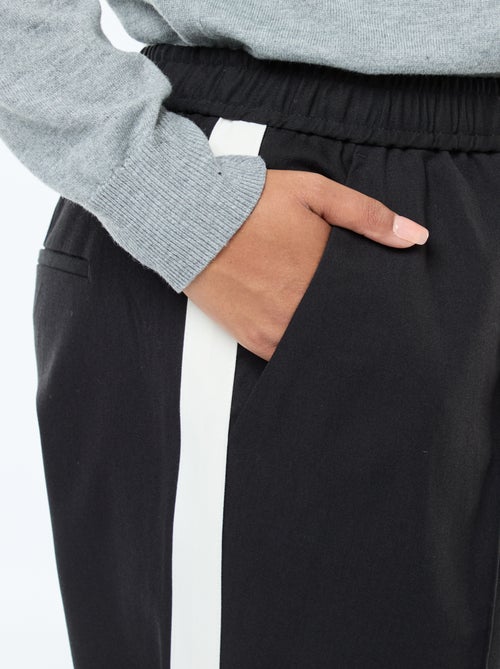 Pantalon droit à carreaux avec bande sur les côtés - Kiabi