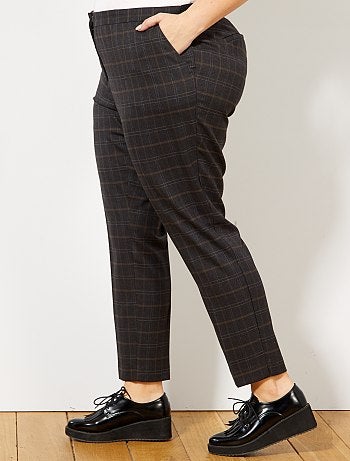 Pantalon droit à carreaux - Kiabi