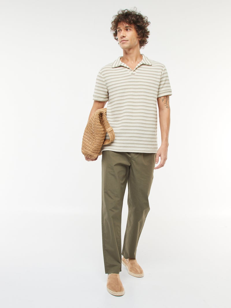 Pantalon droit à ceinture élastiquée Kaki - Kiabi
