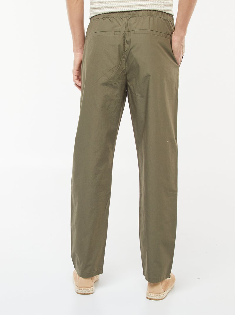 Pantalon droit à ceinture élastiquée Kaki - Kiabi