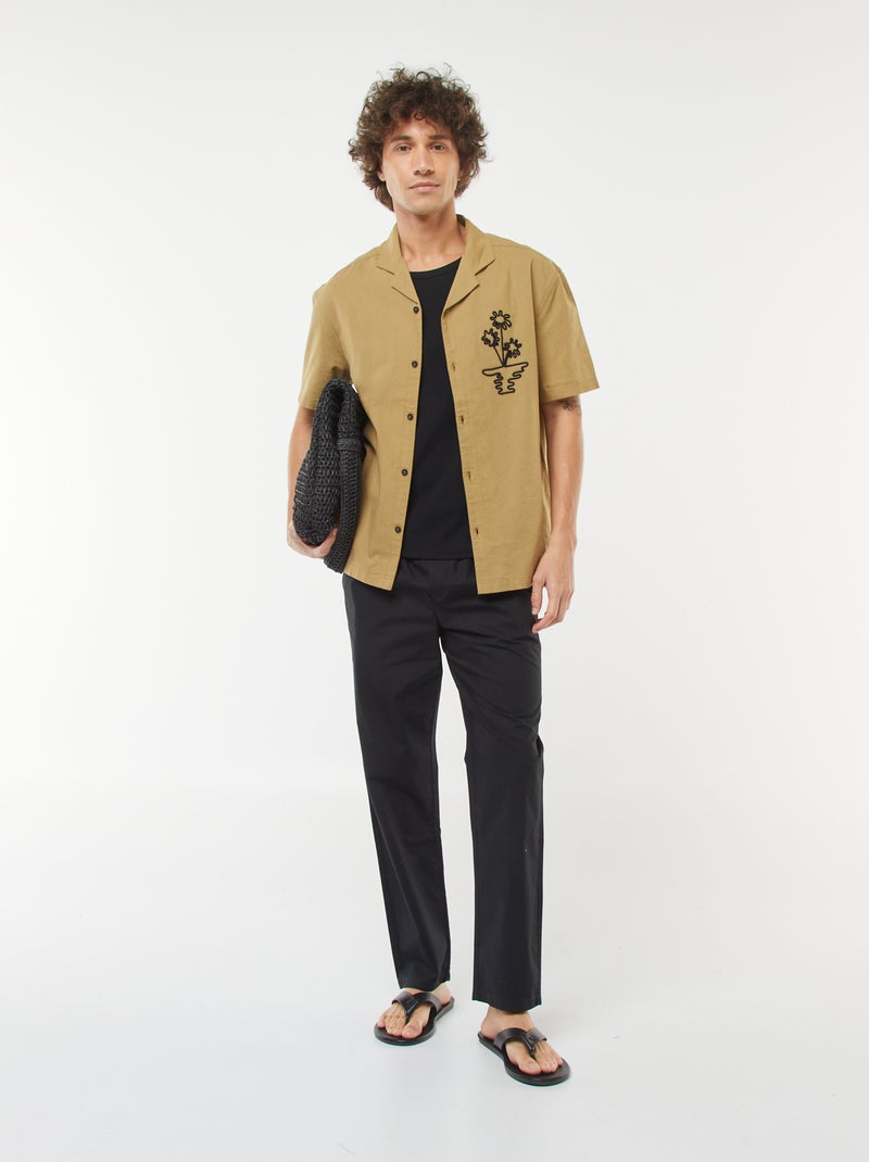 Pantalon droit à ceinture élastiquée Noir - Kiabi