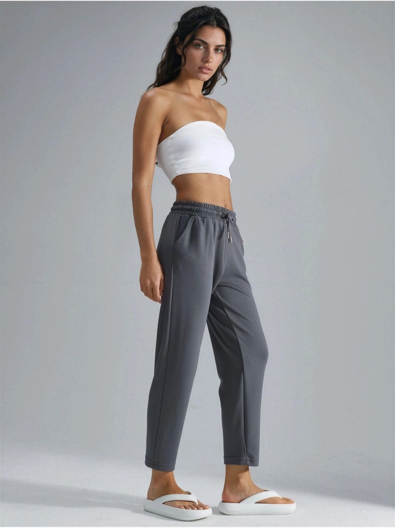Pantalon droit à enfiler, coupe classique Gris - Kiabi