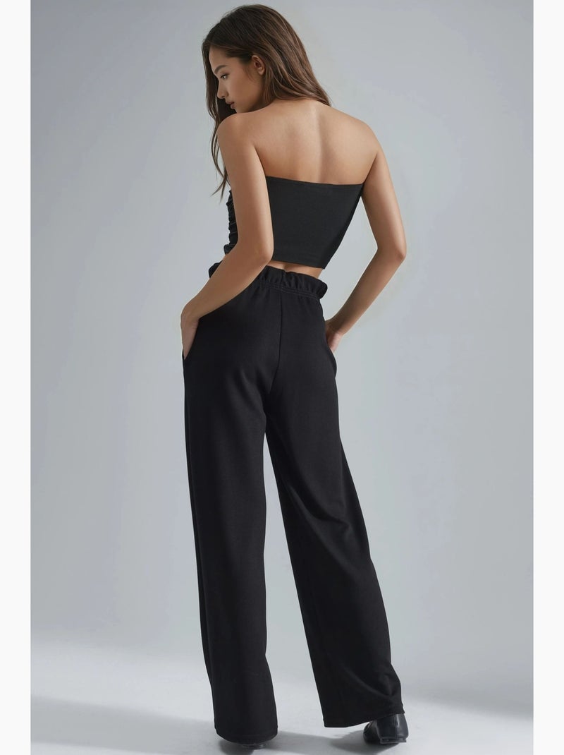 Pantalon droit à enfiler, coupe classique hiccup Noir - Kiabi