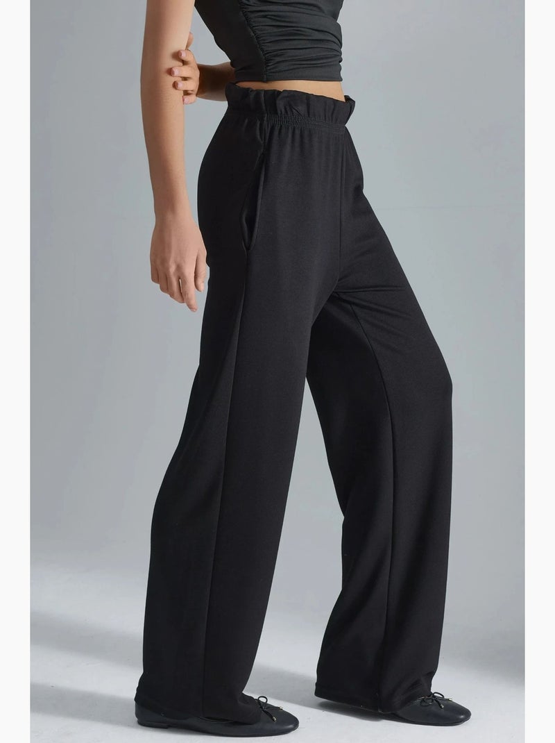 Pantalon droit à enfiler, coupe classique hiccup Noir - Kiabi