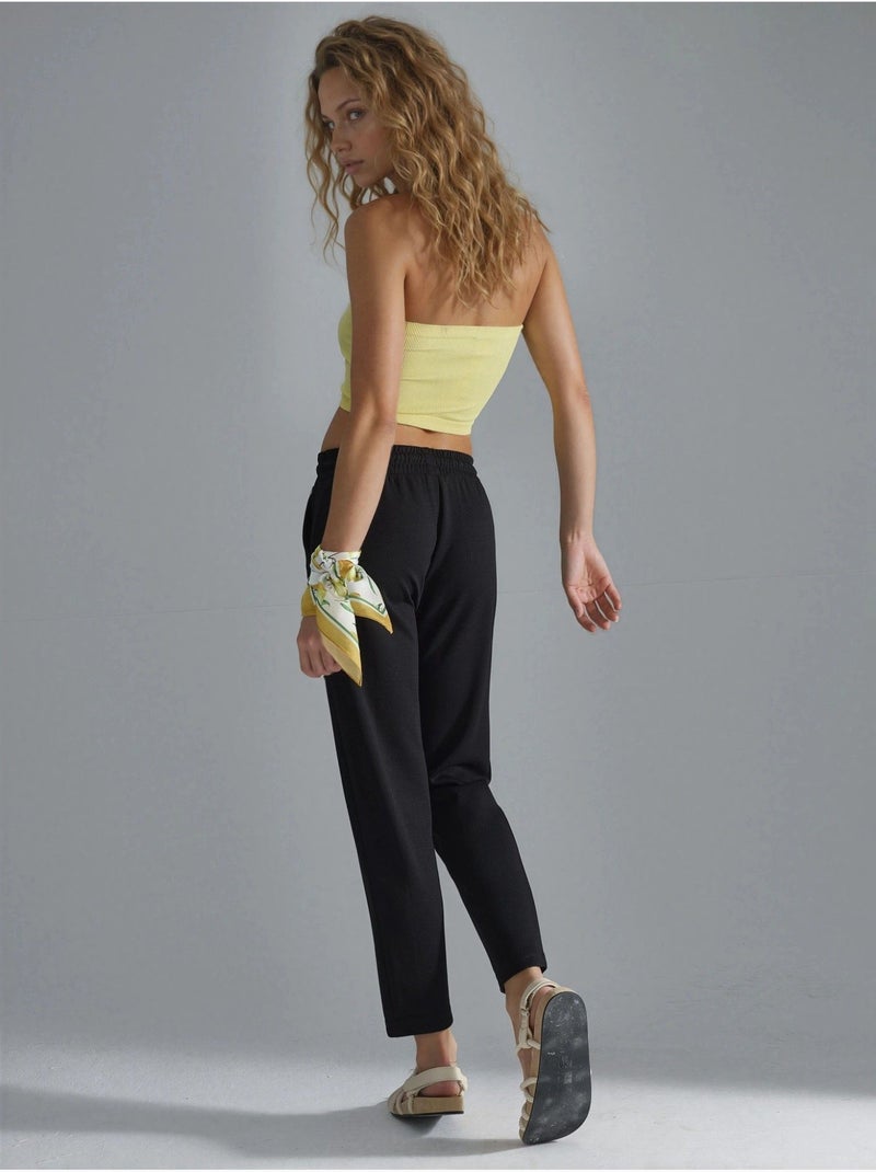Pantalon droit à enfiler, coupe classique Noir - Kiabi