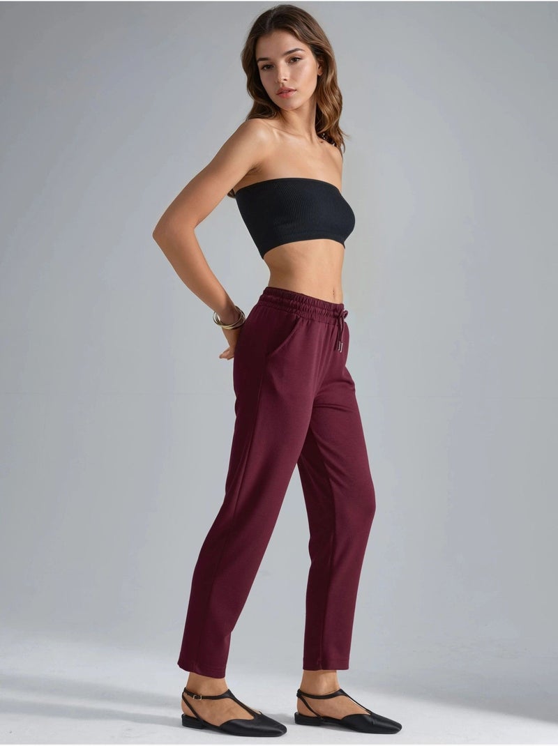 Pantalon droit à enfiler, coupe classique Rouge bordeaux - Kiabi