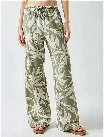 Pantalon droit à imprimé floral