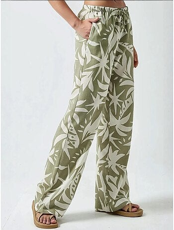 Pantalon droit à imprimé floral