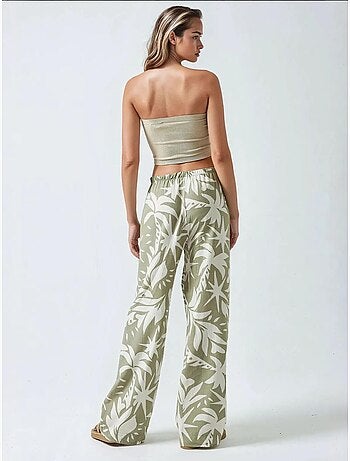 Pantalon droit à imprimé floral
