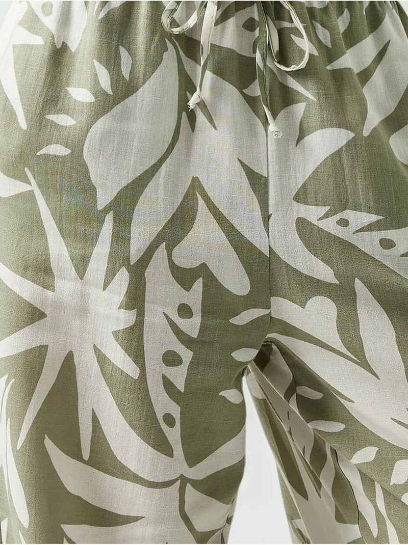 Pantalon droit à imprimé floral Vert - Kiabi