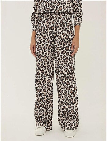 Pantalon droit à imprimé léopard