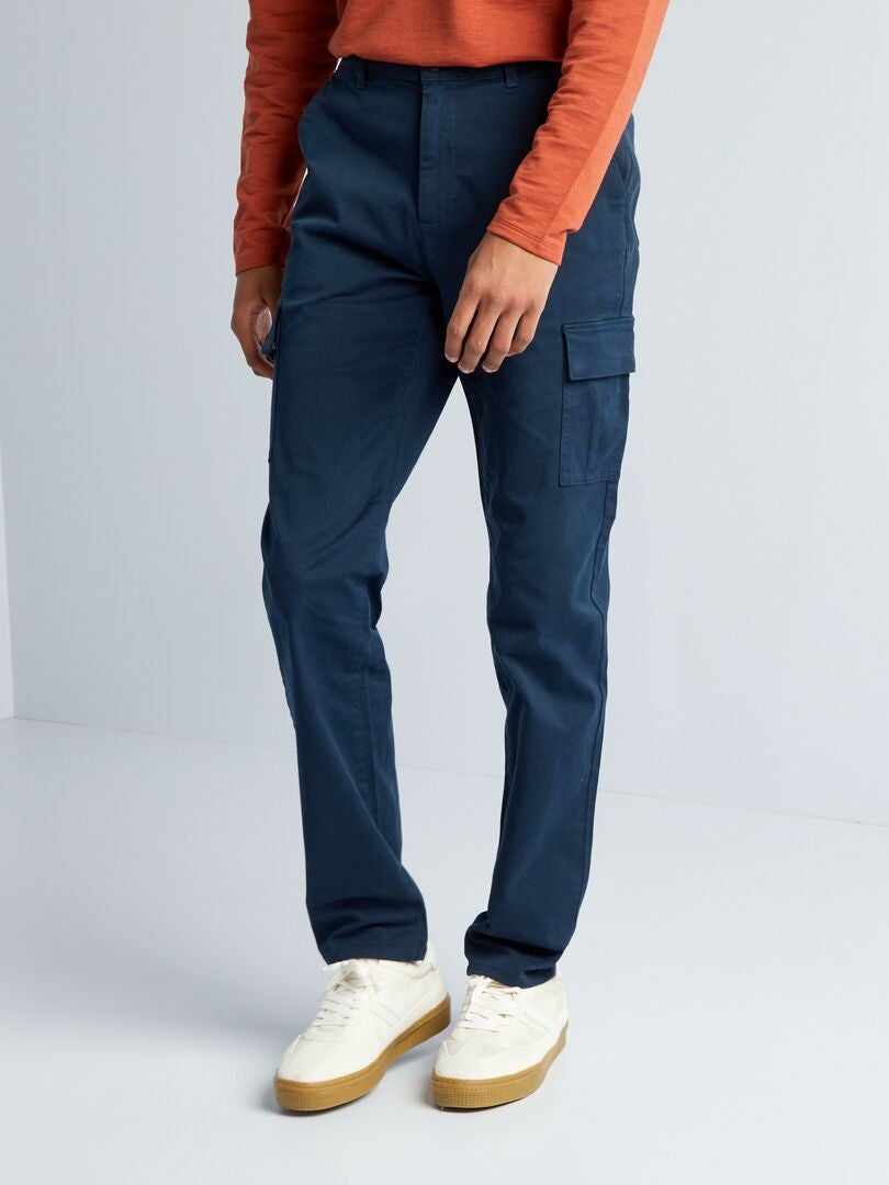 Pantalon droit à multi poches +1m90 - L38 Bleu - Kiabi
