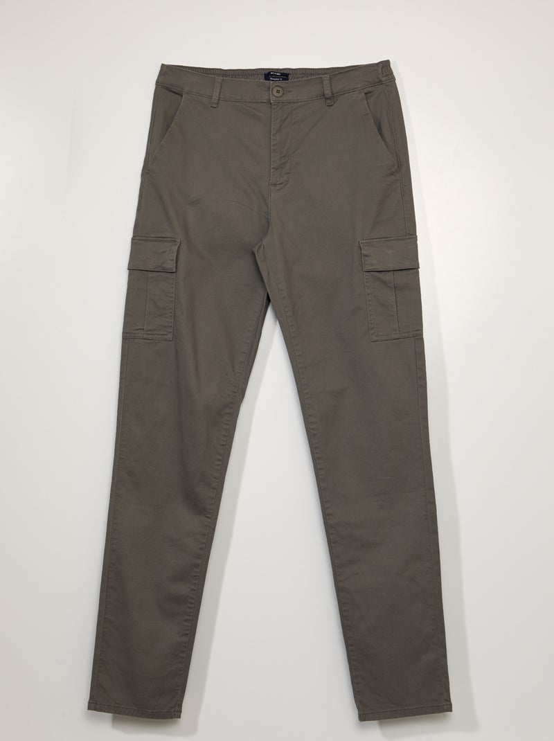 Pantalon droit à multi poches +1m90 - L38 Kaki - Kiabi