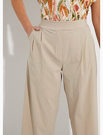 Pantalon droit à pinces ceinture élastiquée - Afibel