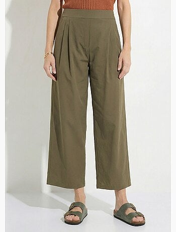 Pantalon droit à pinces ceinture élastiquée - Afibel