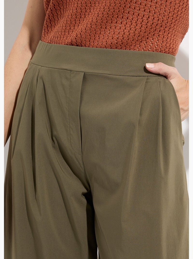 Pantalon droit à pinces ceinture élastiquée - Afibel Kaki - Kiabi