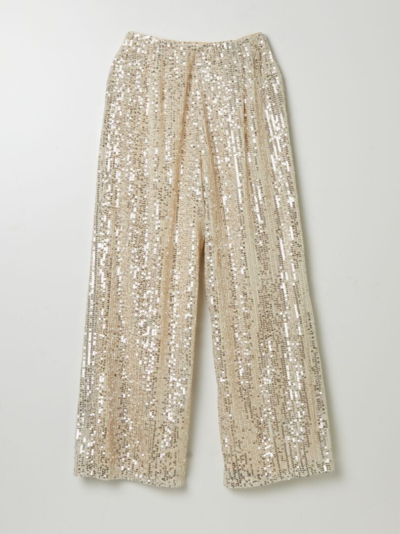 Pantalon droit à sequins BEIGE - Kiabi