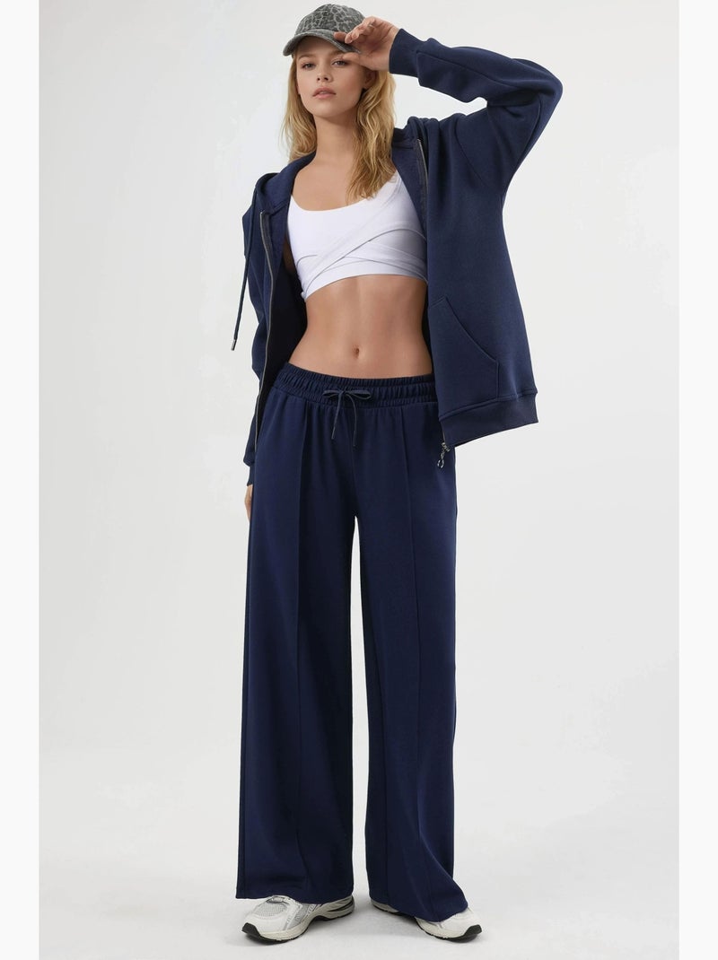 Pantalon droit à taille élastique busem Bleu marine - Kiabi
