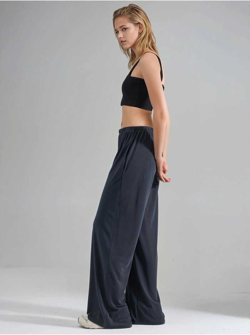 Pantalon droit à taille élastique busem Gris foncé - Kiabi