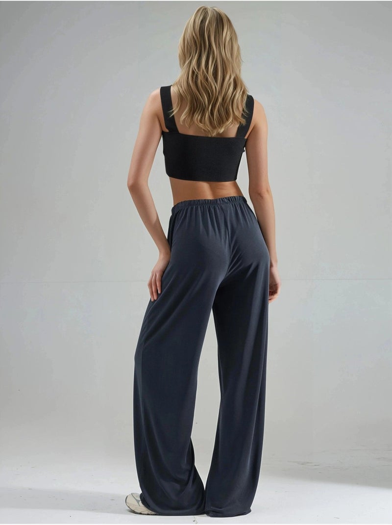 Pantalon droit à taille élastique busem Gris foncé - Kiabi