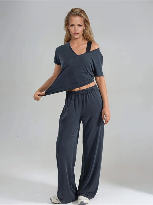 Pantalon droit à taille élastique busem - Kiabi Pantalon droit à taille élastique busem - Kiabi