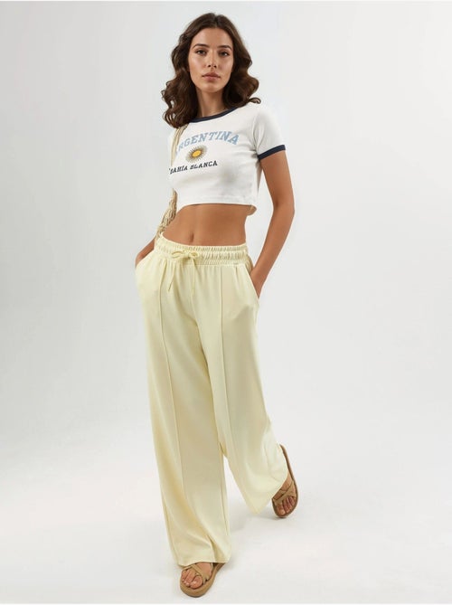 Pantalon droit à taille élastique busem - Kiabi Pantalon droit à taille élastique busem - Kiabi