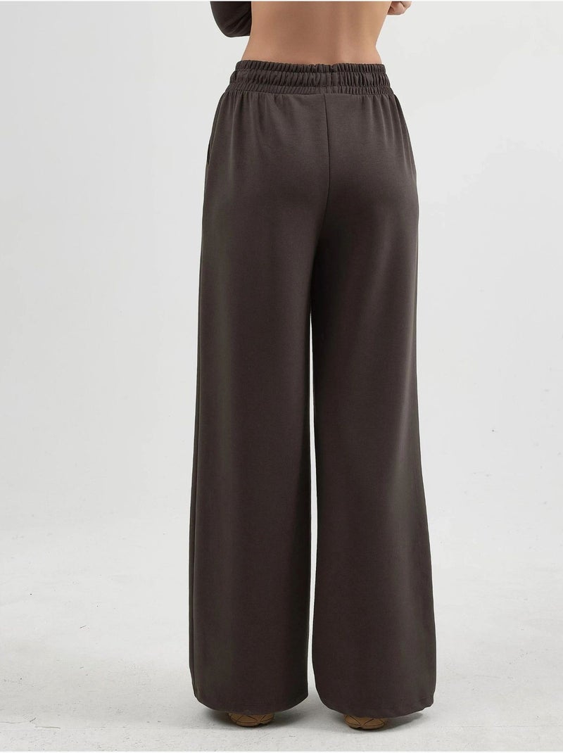 Pantalon droit à taille élastique busem Marron chocolat - Kiabi