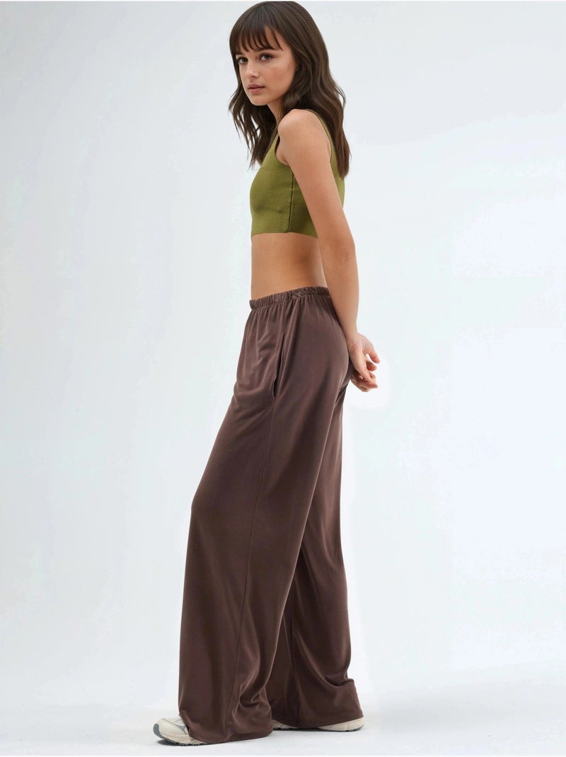 Pantalon droit à taille élastique busem Marron clair - Kiabi