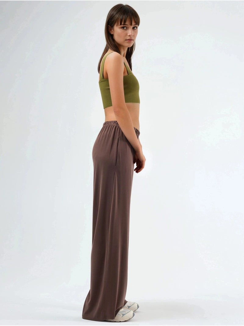 Pantalon droit à taille élastique busem Marron clair - Kiabi