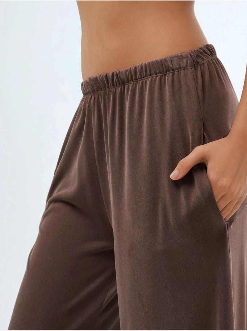 Pantalon droit à taille élastique busem Marron clair - Kiabi